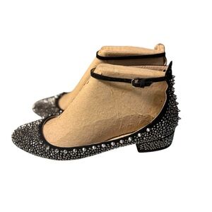 ZARA Cruise 2013 Black Studded & Jeweled Ballerina Flats w/Ankle Strap Sz 41 10
